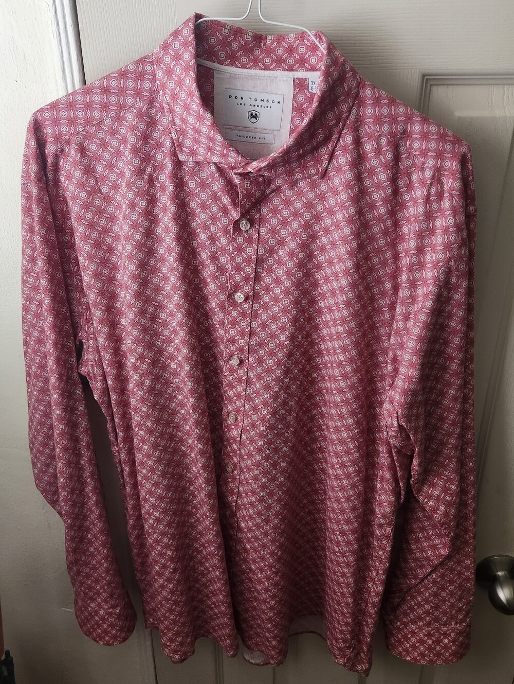 RON TOMSON LOS ANGELES MEN'S 3XL TAILORED FIT GEOMETRIC PRINT BUTTON-DOWN SHIRT